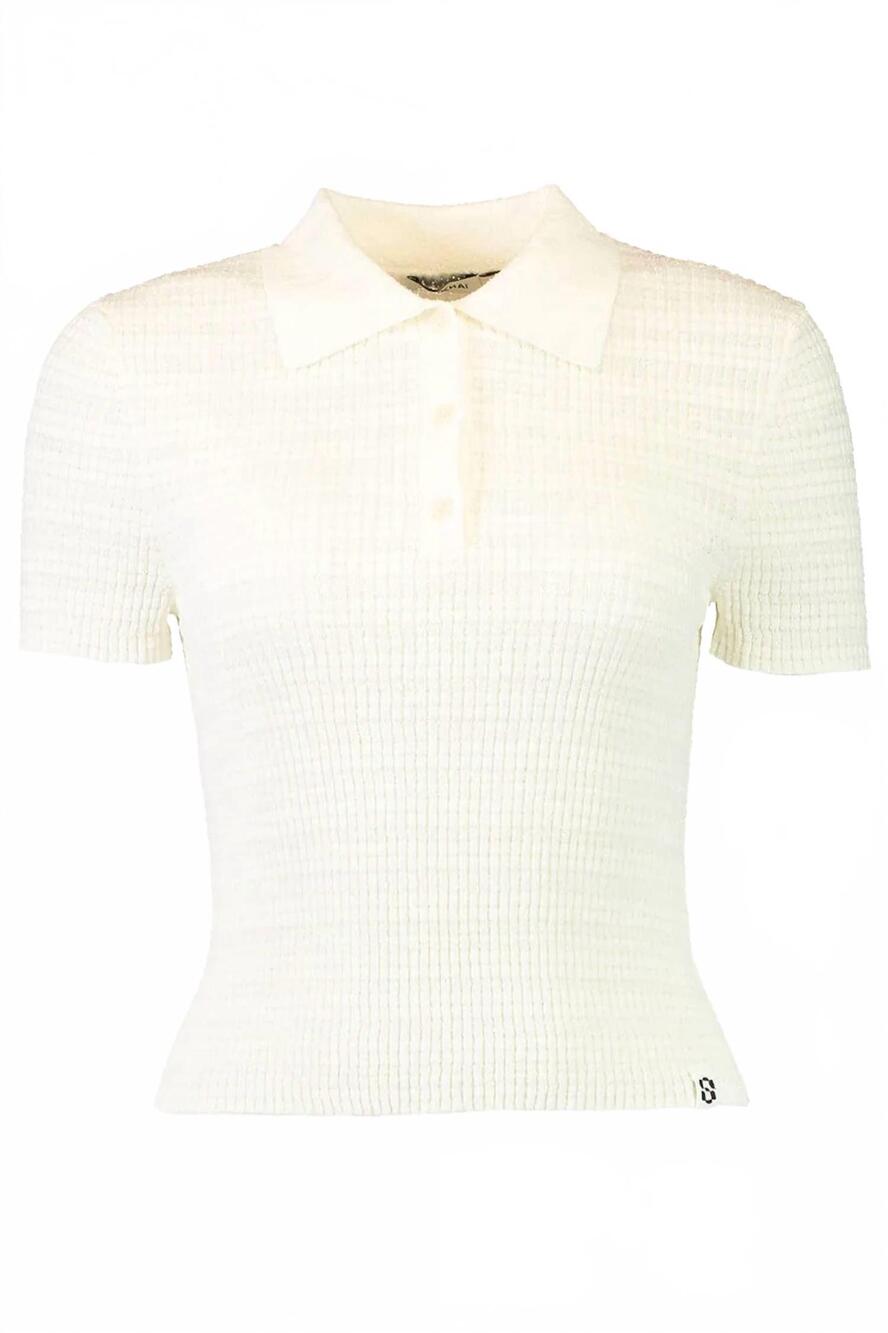 NEW SIMKHAI women's averie short sleeve polo in ivory